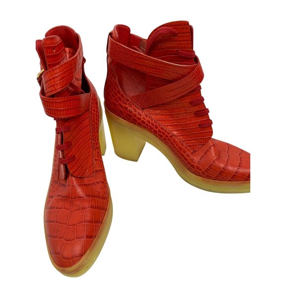 Alexander Wang Red Leather Heeled Boots Size 9.5 - Picture 7 of 10